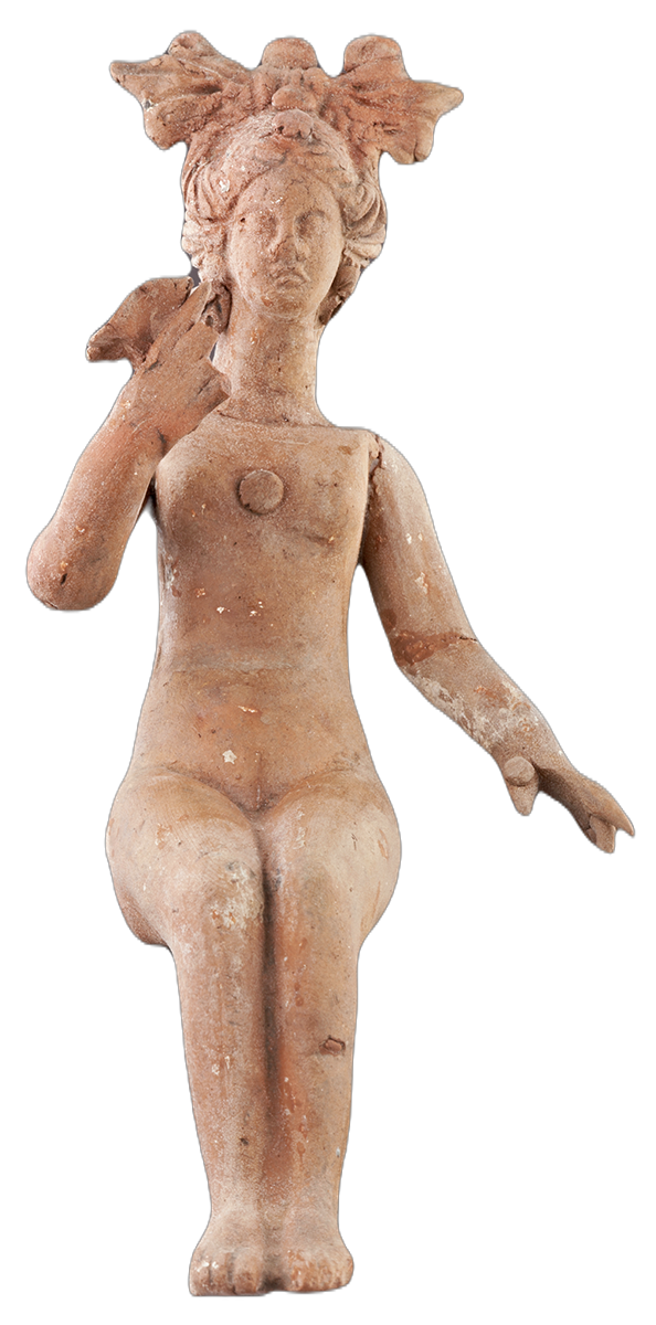 Terracotta figurine of a nude seated young woman (ΜΘ 10871