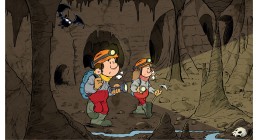 Εικόνα cartoon με δύο χαρακτήρες να περιπλανώνται μέσα σε μία σπηλια