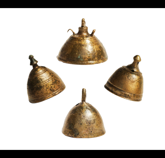 Four small bronze bells from ancient Olynthus