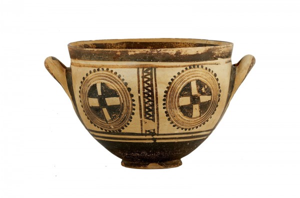 WHEELMADE MATT-PAINTED SKYPHOS-KRATER, "GAVRIA", KARITSA, PIERIA PREFECTURE, 900 BC